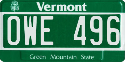 VT license plate OWE496