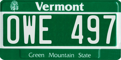 VT license plate OWE497