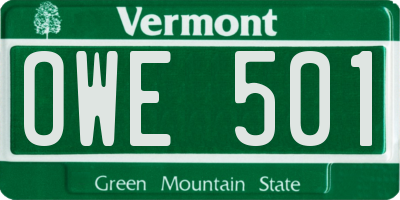 VT license plate OWE501