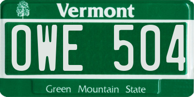 VT license plate OWE504