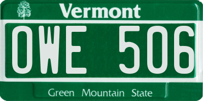 VT license plate OWE506
