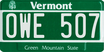 VT license plate OWE507