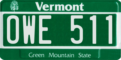 VT license plate OWE511