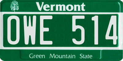 VT license plate OWE514