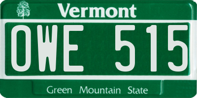 VT license plate OWE515