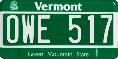 VT license plate OWE517