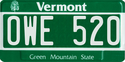 VT license plate OWE520