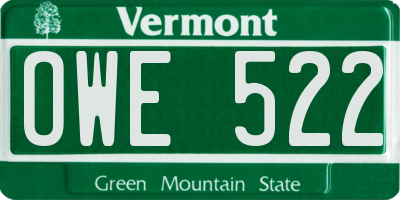 VT license plate OWE522