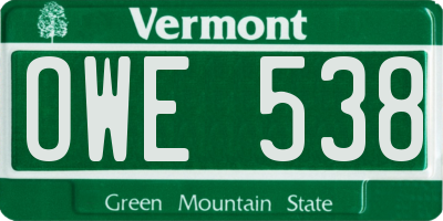 VT license plate OWE538