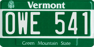 VT license plate OWE541
