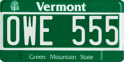 VT license plate OWE555