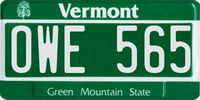 VT license plate OWE565