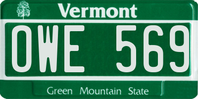 VT license plate OWE569