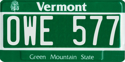 VT license plate OWE577