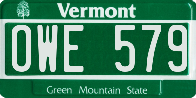 VT license plate OWE579