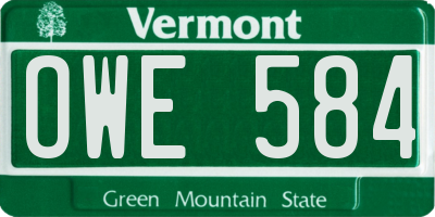VT license plate OWE584