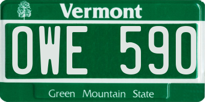 VT license plate OWE590