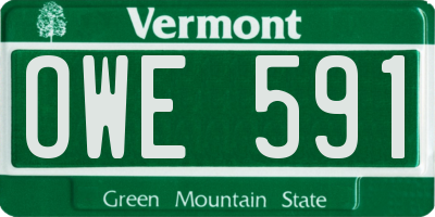 VT license plate OWE591