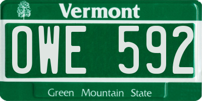 VT license plate OWE592