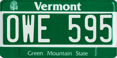 VT license plate OWE595