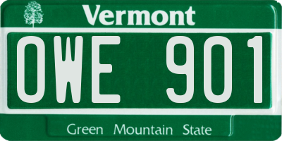 VT license plate OWE901
