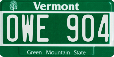 VT license plate OWE904