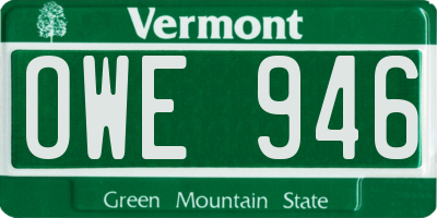 VT license plate OWE946