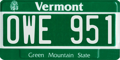 VT license plate OWE951