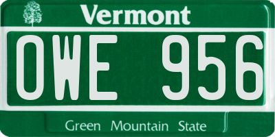 VT license plate OWE956