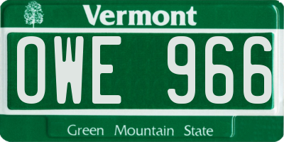 VT license plate OWE966