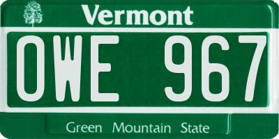 VT license plate OWE967