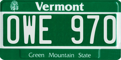 VT license plate OWE970
