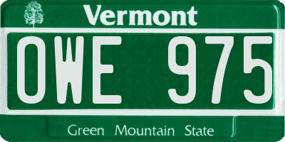 VT license plate OWE975