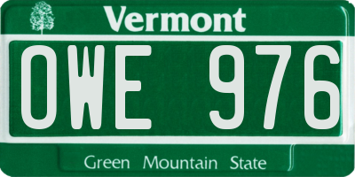 VT license plate OWE976