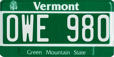 VT license plate OWE980
