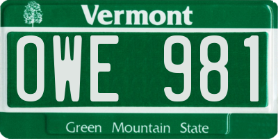 VT license plate OWE981