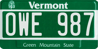 VT license plate OWE987