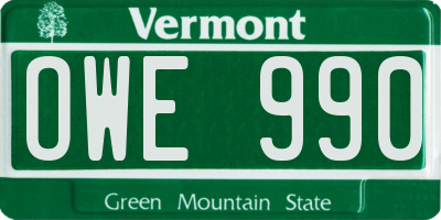VT license plate OWE990