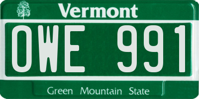 VT license plate OWE991