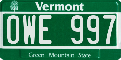 VT license plate OWE997