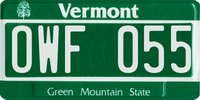 VT license plate OWF055
