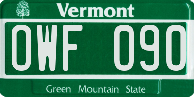 VT license plate OWF090