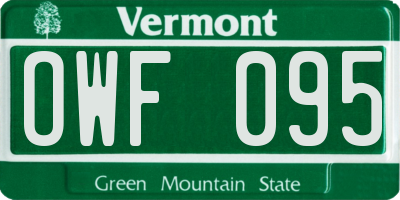 VT license plate OWF095