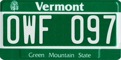 VT license plate OWF097