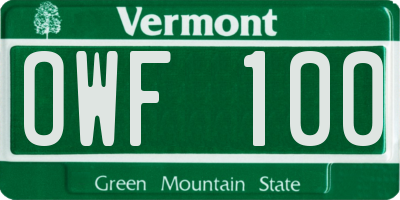 VT license plate OWF100