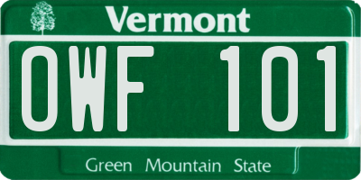 VT license plate OWF101