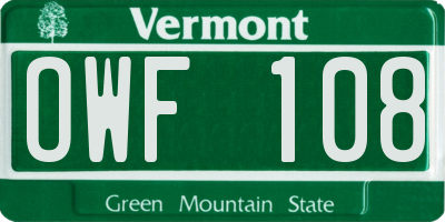 VT license plate OWF108