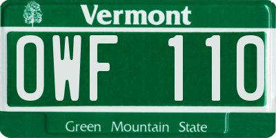 VT license plate OWF110