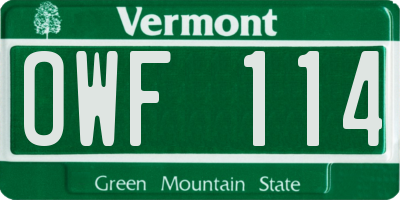 VT license plate OWF114