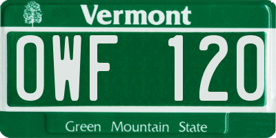 VT license plate OWF120